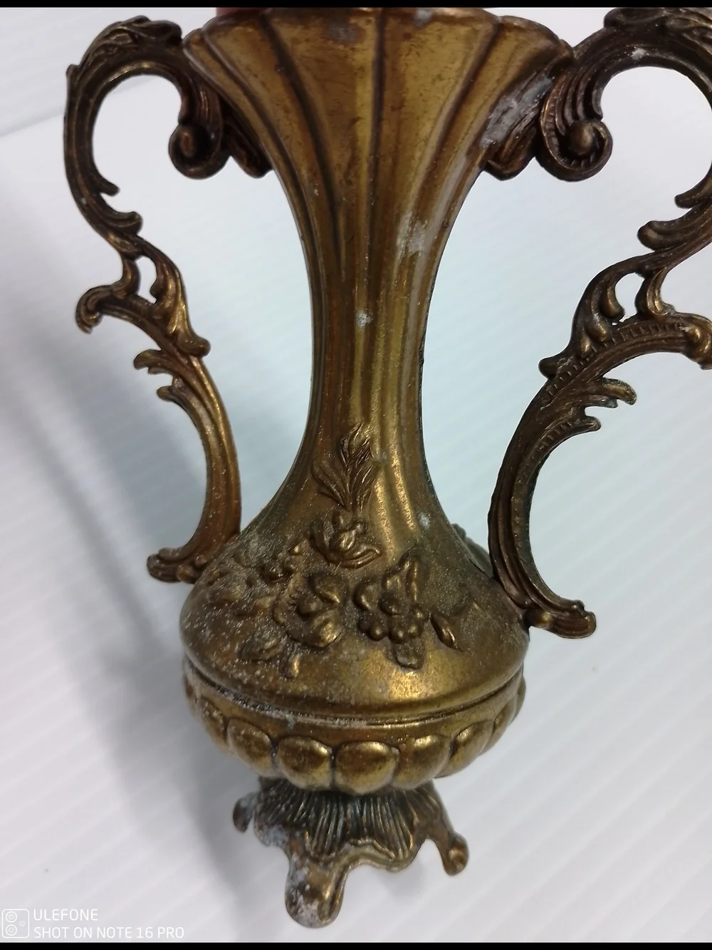Gold Ornate Double-Handled Accent Vases - Pair